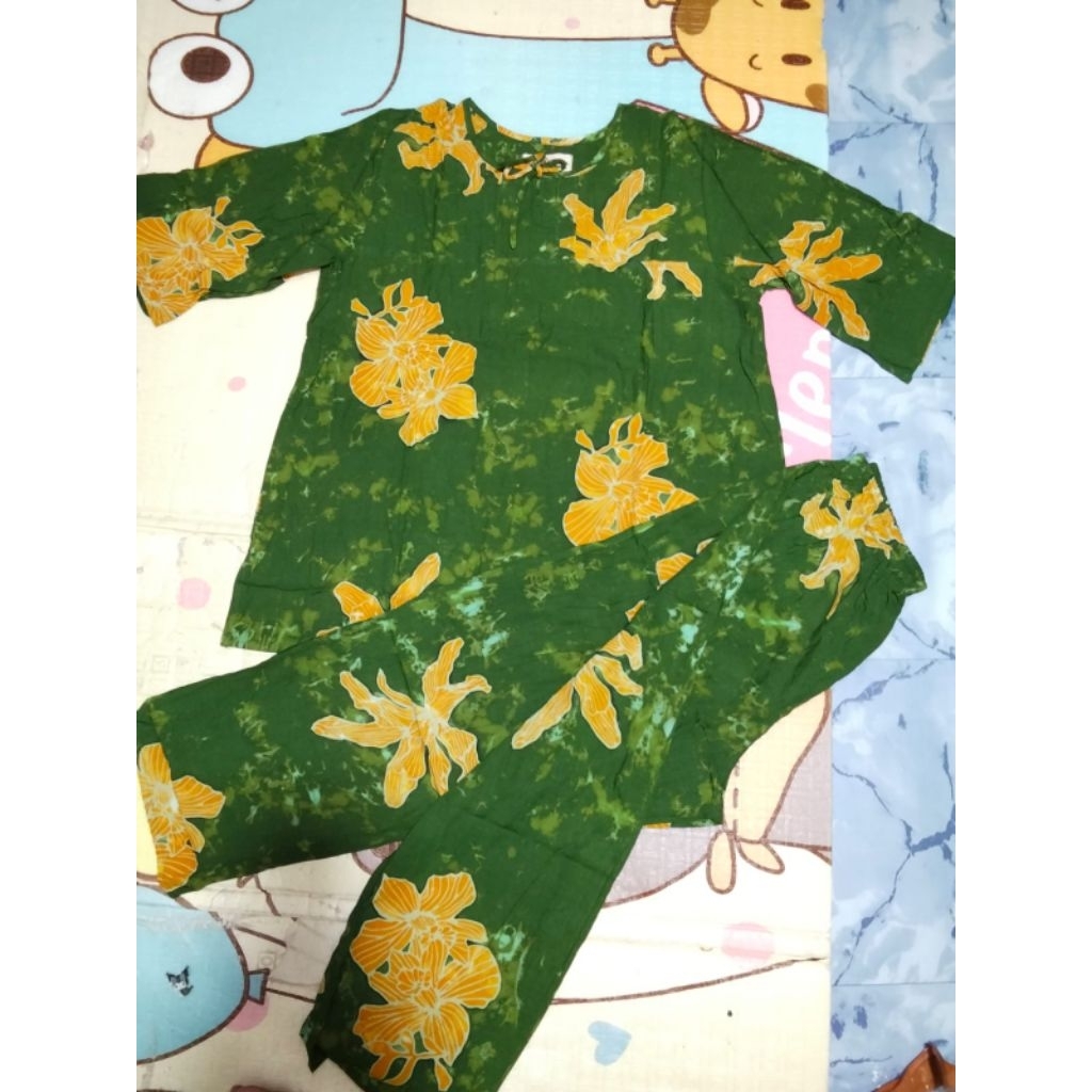 cp batik sunan ukuran dewasa lengan 3/4 celana panjang