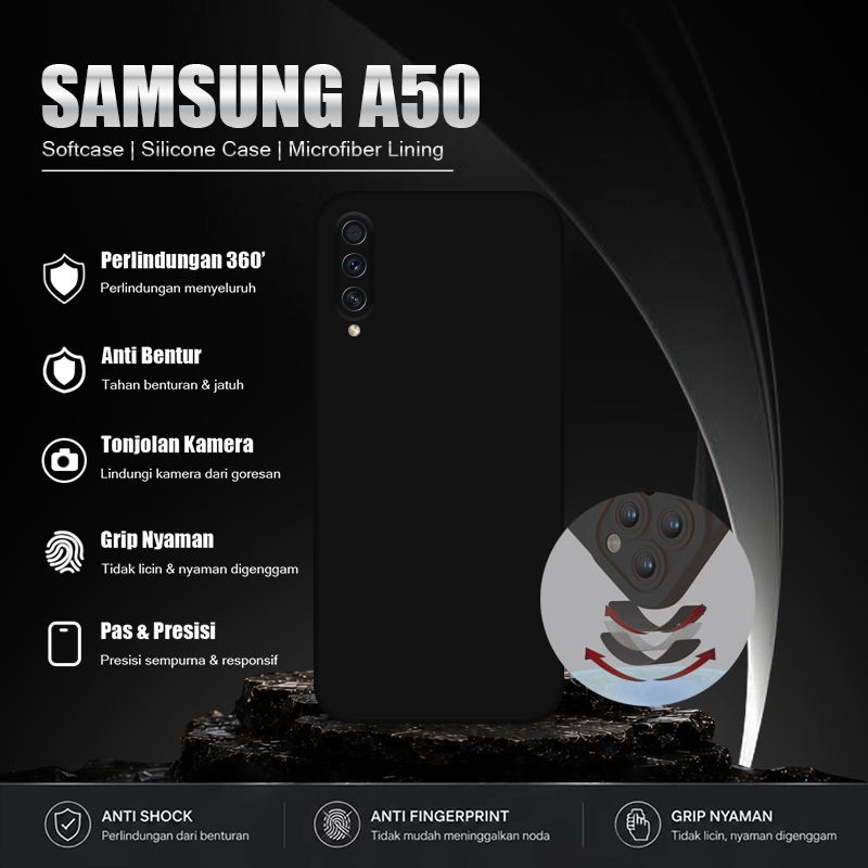 Softcase Hitam Polos For SAMSUNG A50 - Softcase Handphone - Casing Hape - Casing Ponsel - Case Aesth
