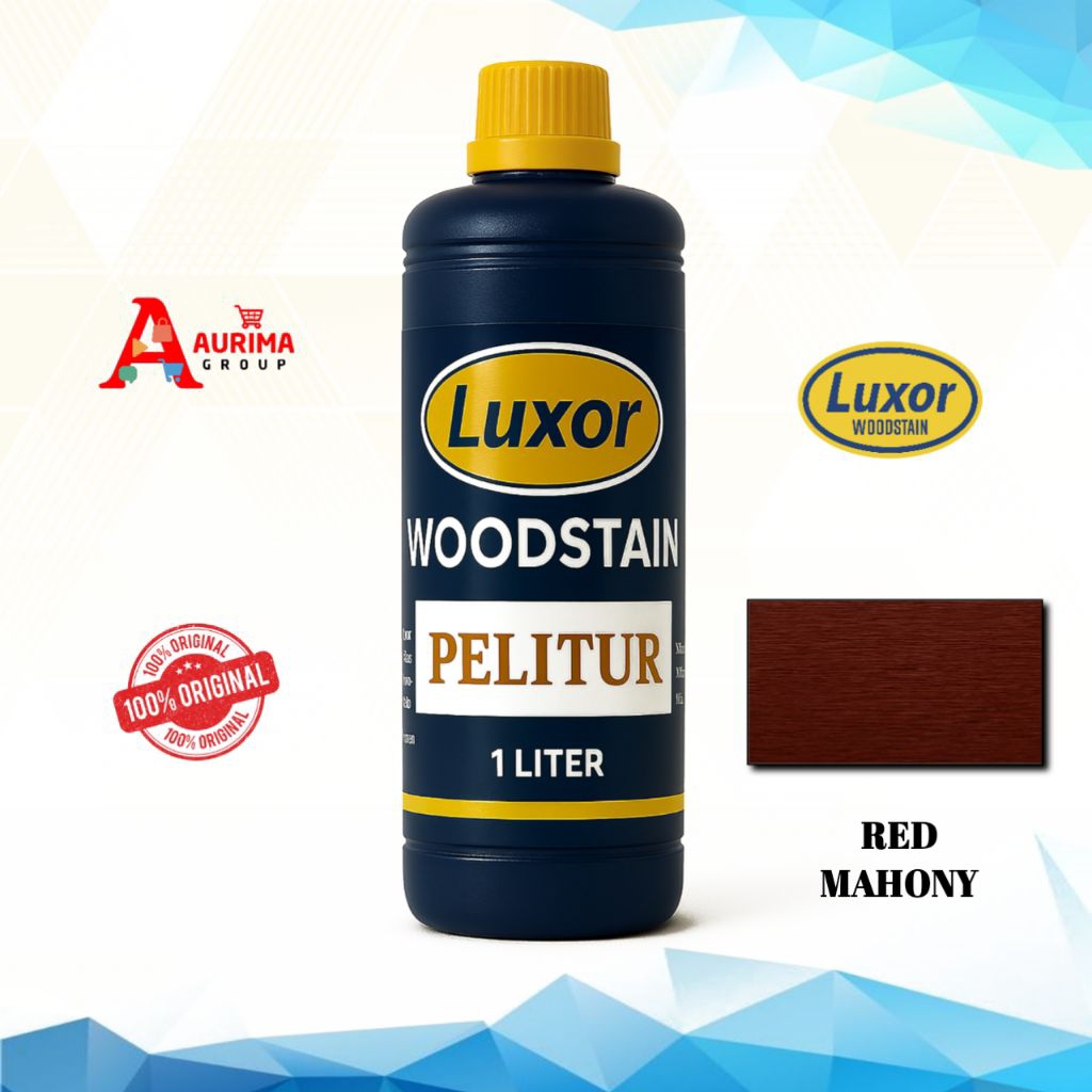 CAT KAYU WARNA MERAH MAHONY RED MAHONI POLITUR PLITUR LUXOR WOODSTAIN KAYU 1 LITER ORIGINAL