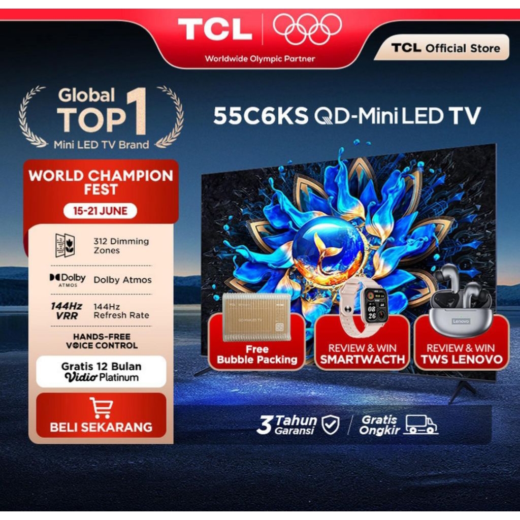 TV TCL 55 INCH 4K QD-MINI QLED 55C6KS TV TCL 55INCH 4K QD MINI QLED 55 C6KS TV TCL