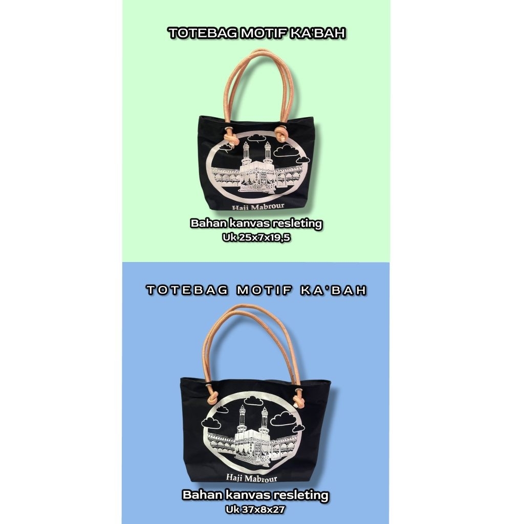 TOTEBAG MOTIF KA'BAH BAHAN KANVAS UK 25X7X19,5 & UK 37X8x27