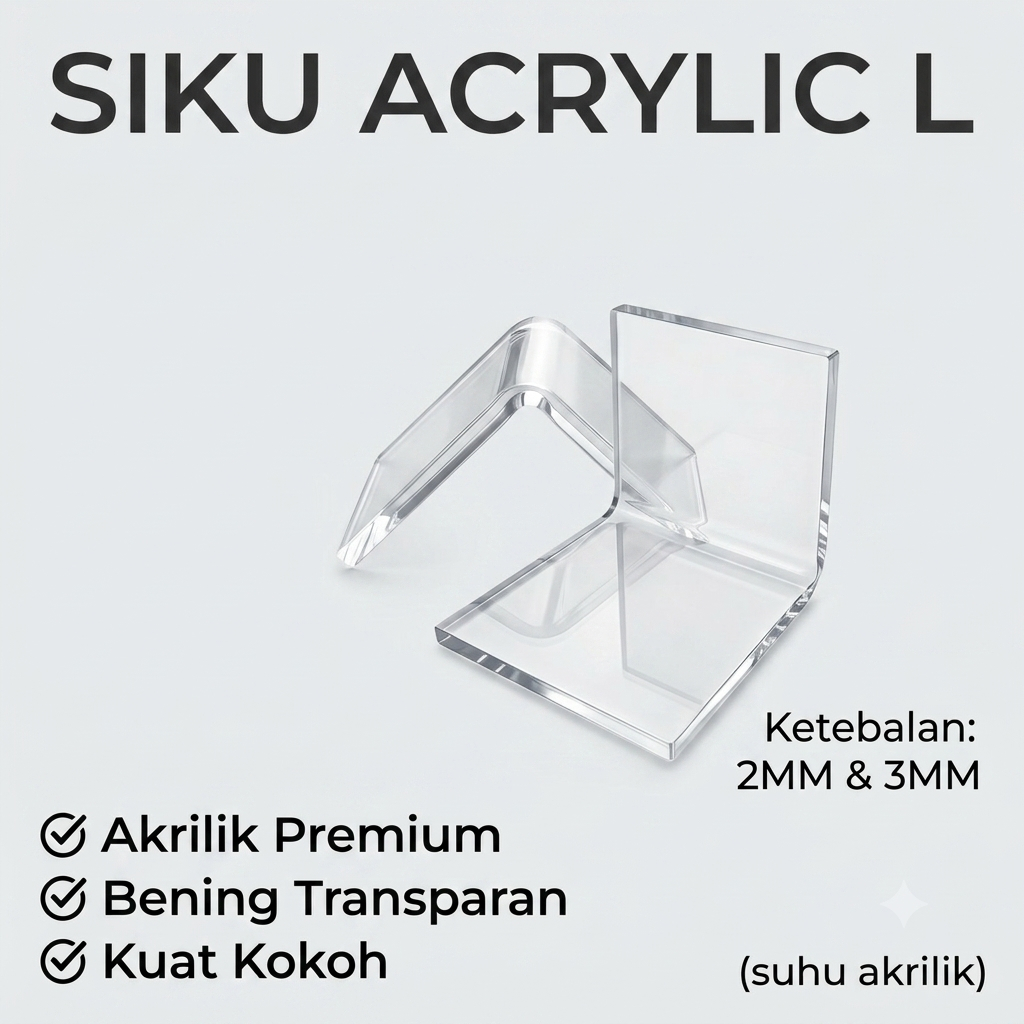 Siku L Akrilik - Dudukan Penjepit Sekat Meja Akrilik Mika