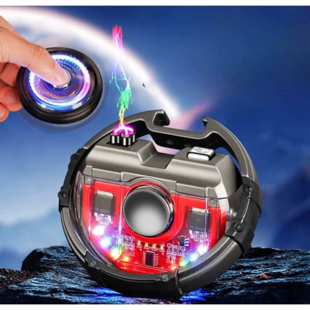 korek api metal usb charging elektrik spinner gyro plasma arc led electric lighter model ufo || Anis
