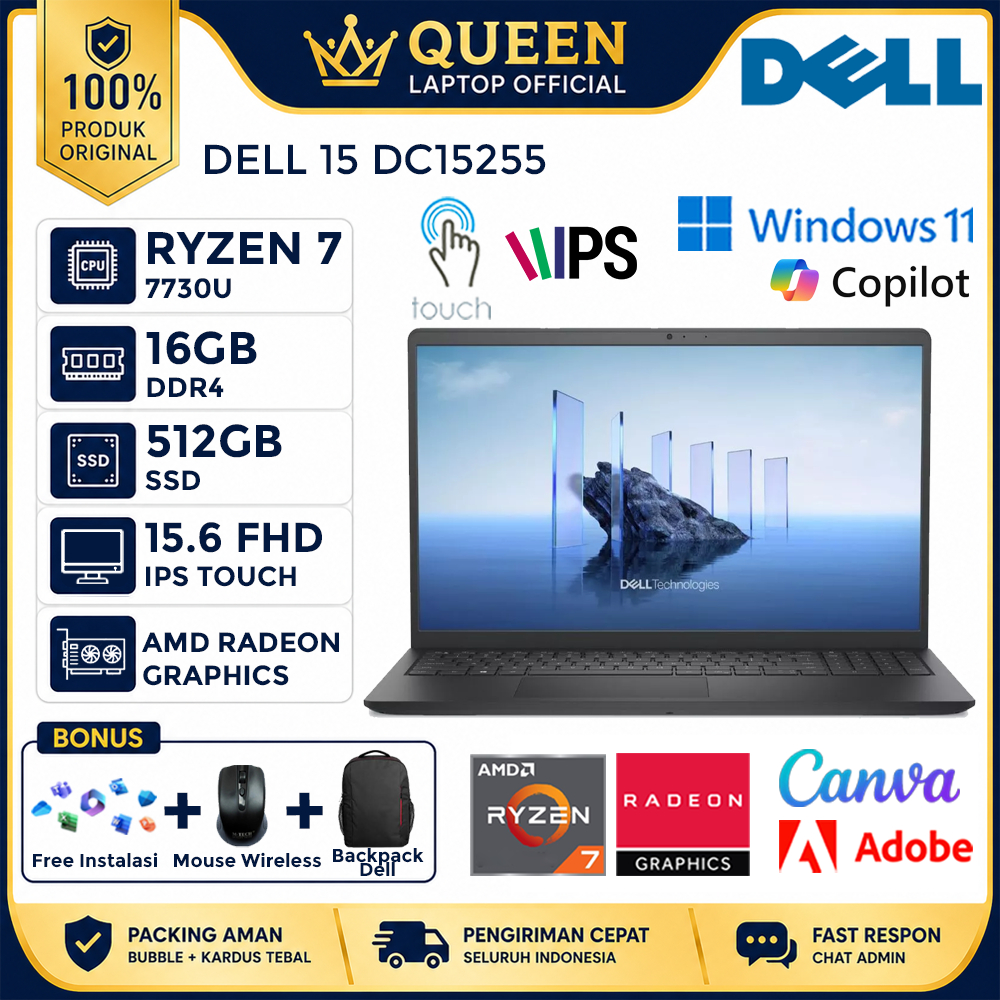 Dell 15 Dc15255 Ryzen 7 7730u Ram 16gb 512gb Fhd Ips Windows 11 – Laptop Touchscreen