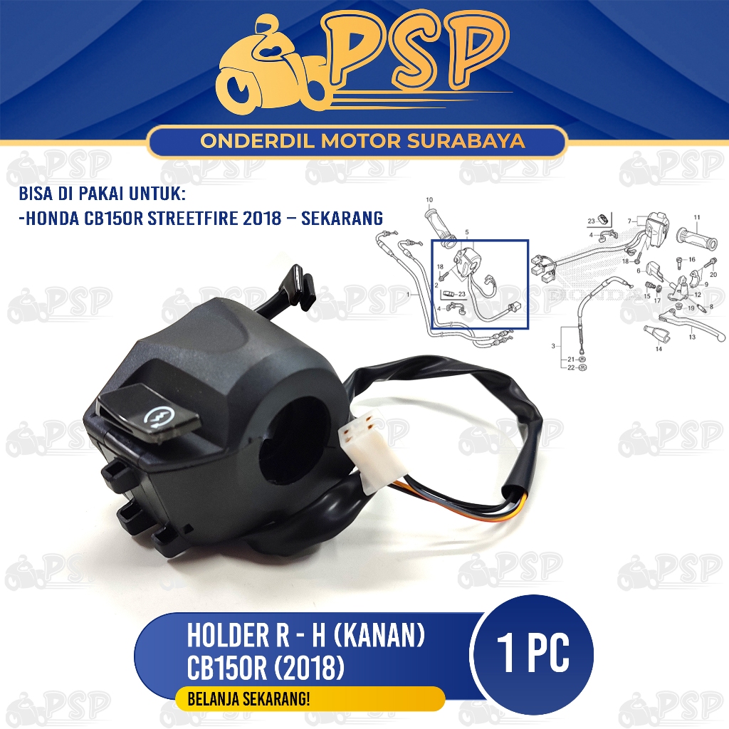 Holder Kanan CB 150R 2018 R/H - Switch Saklar Tombol Stater Honda CB 150 R Streetfire K15M 2021 K15P