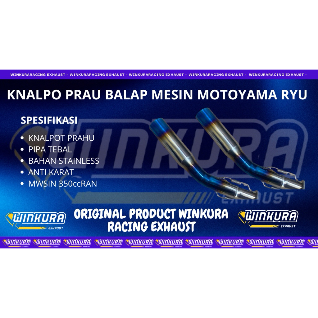 KNALPOT PRAU BALAP UNTUK MESIN MOGE MOTOYAMA RYU GX 200 - 500 cc