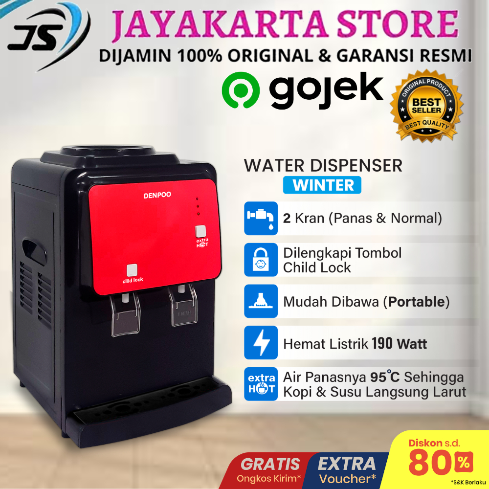 Denpoo Dispenser Portable Hot & Cold DENPOO WINTER Low Watt Dispenser Air Panas & Dingin BERGARANSI