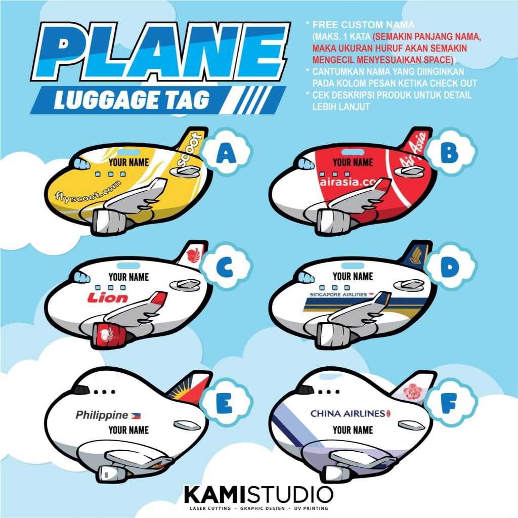 PLANE LUGGAGE TAG / Custom Nama Bagtag /Gantungan Tas/gantungan kunci AIRPLANE / custom nama / bag t
