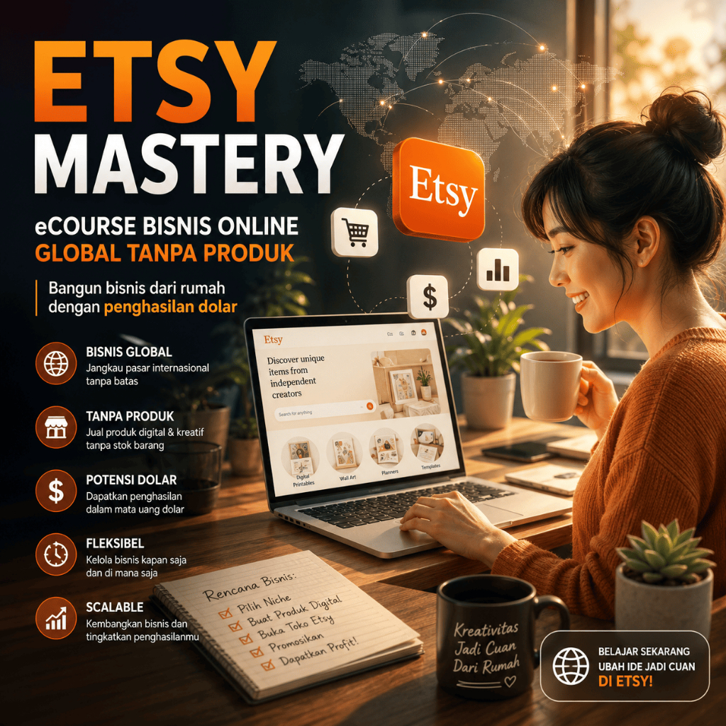 Etsy Mastery Indonesia – eCourse Bisnis Online Global Tanpa Produk | Cara Jualan di Etsy Dari Nol