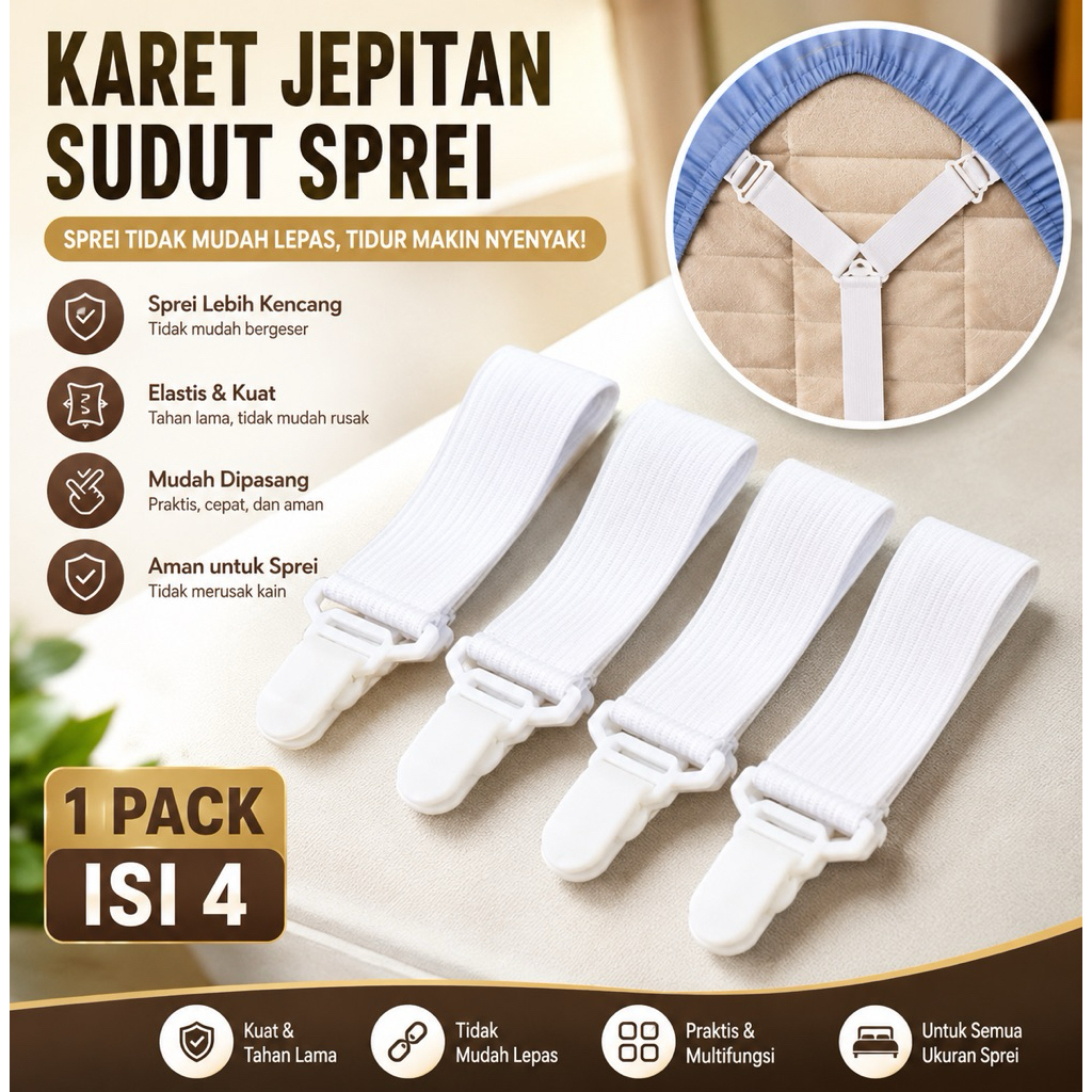 Pengait sprei Karet Jepitan Sudut Sprei Penjepit Sprei / Pengait Sprei / Karet Penjepit Ujung Sprei