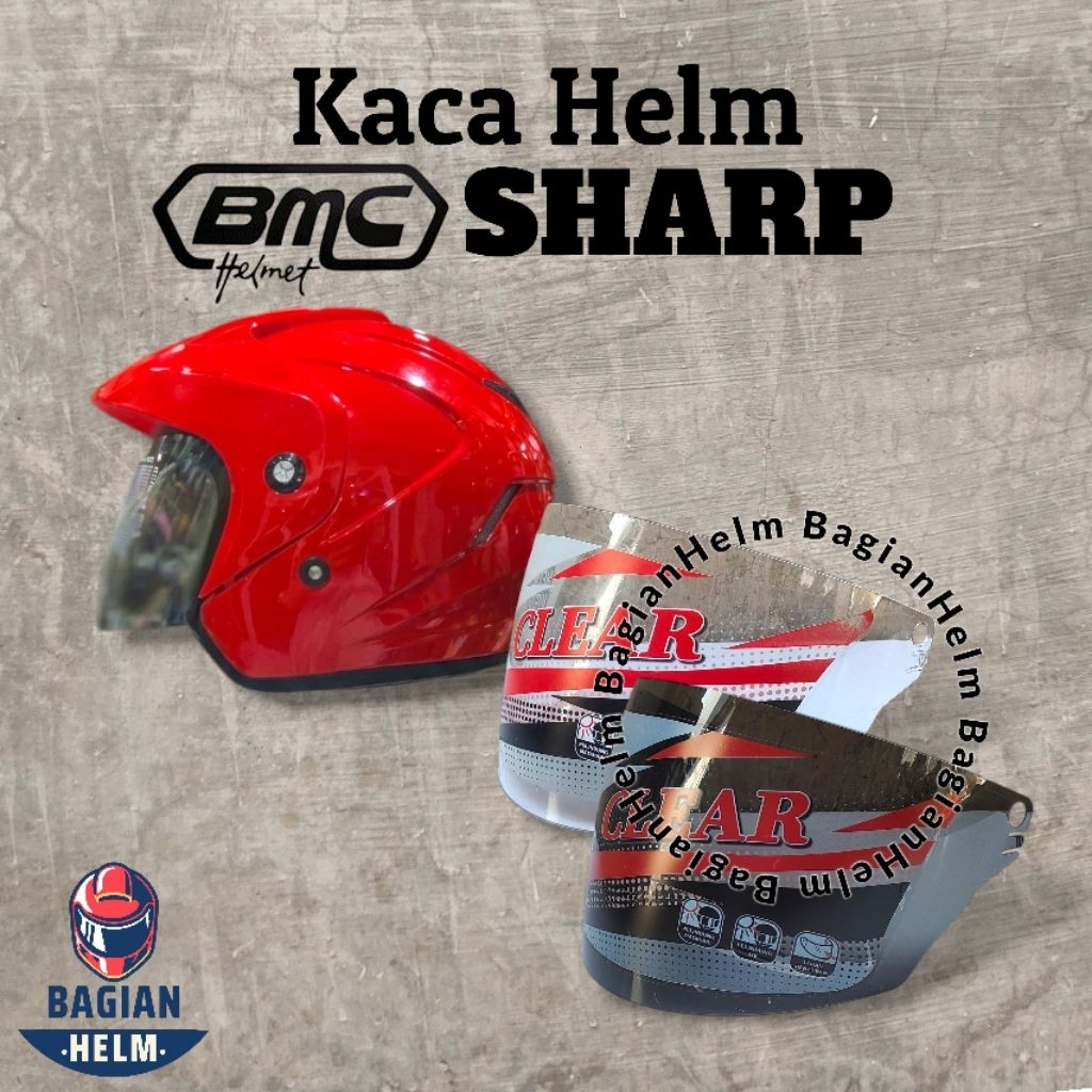 BAGIANHELM Kaca Helm BMC SHARP Visor Helmet Bmc Sharp Warna Bening Hitam
