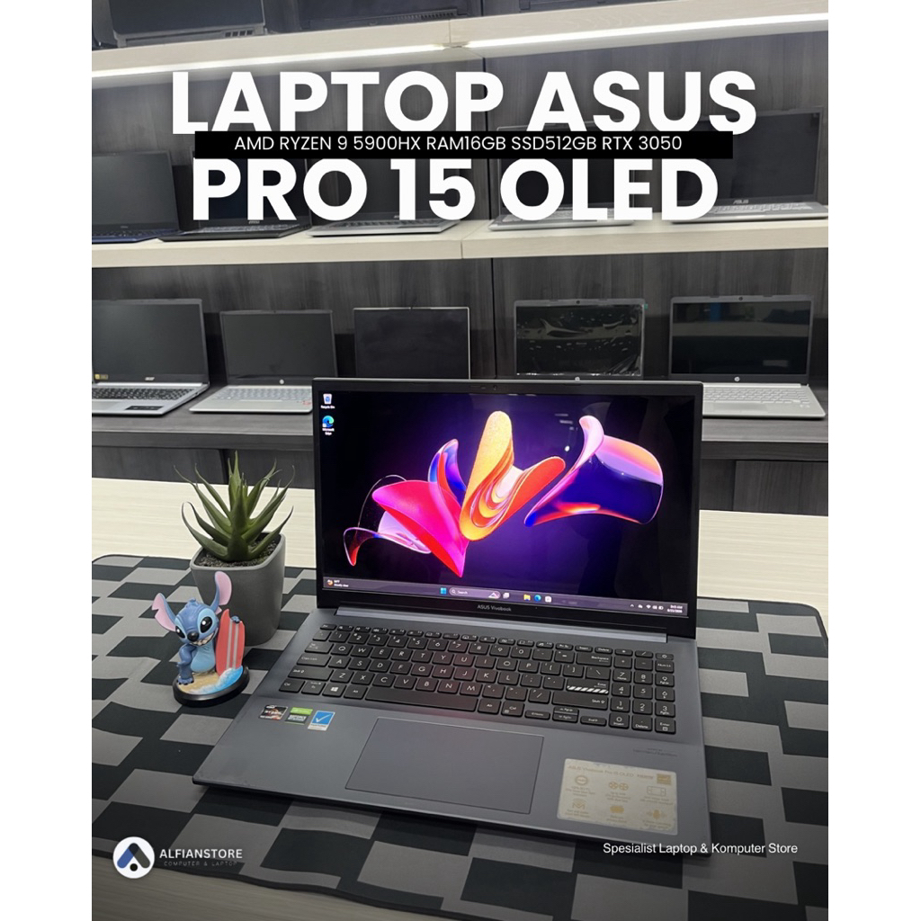 LAPTOP ASUS VIVOBOOK PRO 15 OLED AMD RYZEN 9 5900HX RAM16GB SSD512GB RTX 3050