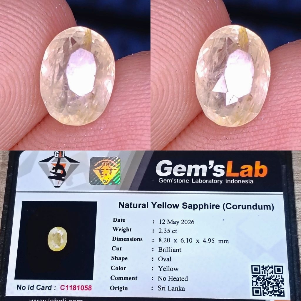 natural yellow sapphire yellow no heated srilanka memo GLI