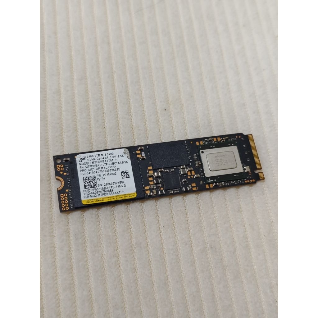 Micron 3400 SSD NVme Gen 4 1TB (1000GB) DRAM Ready Normal Minim Pakai