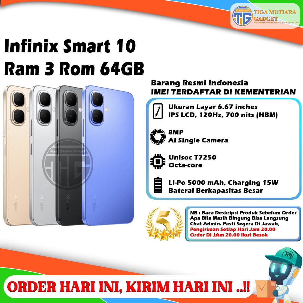 Infinix Smart 10 4G Ram 3/64 | Ram 4/64GB | Ram 4/128GB Segel Original & Bergaransi Resmi