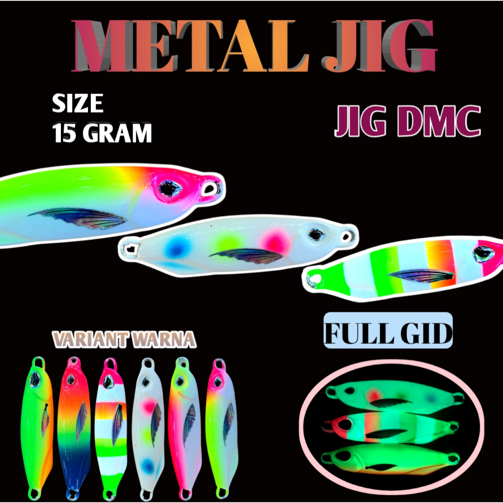 Metal Jig Full Gid 15 Gram Model DFG Jig Killer Assist Hook / Asis Hok Kail Umpan Pancing 15 Gram Gl