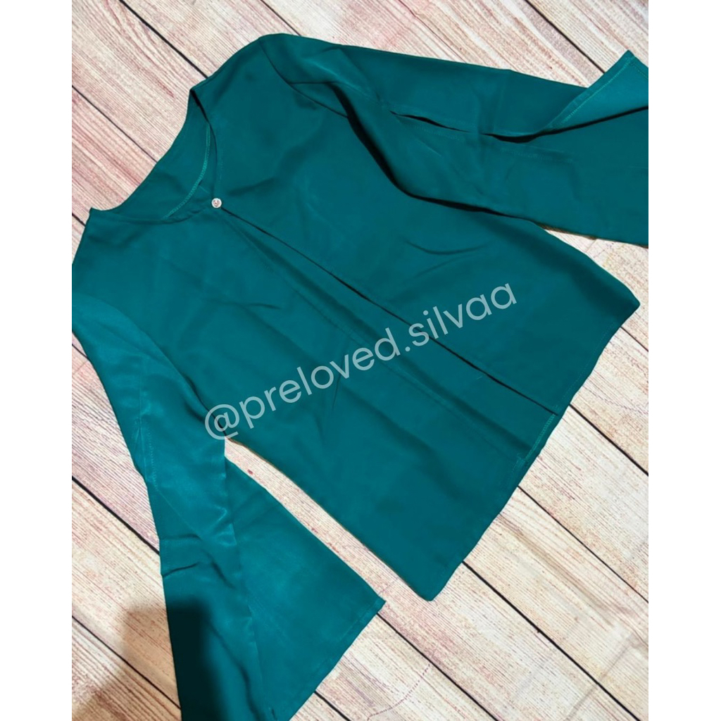 Cape Blazer Polos Wanita Hijau Emerald | Outer Kerja Kantoran Preloved
