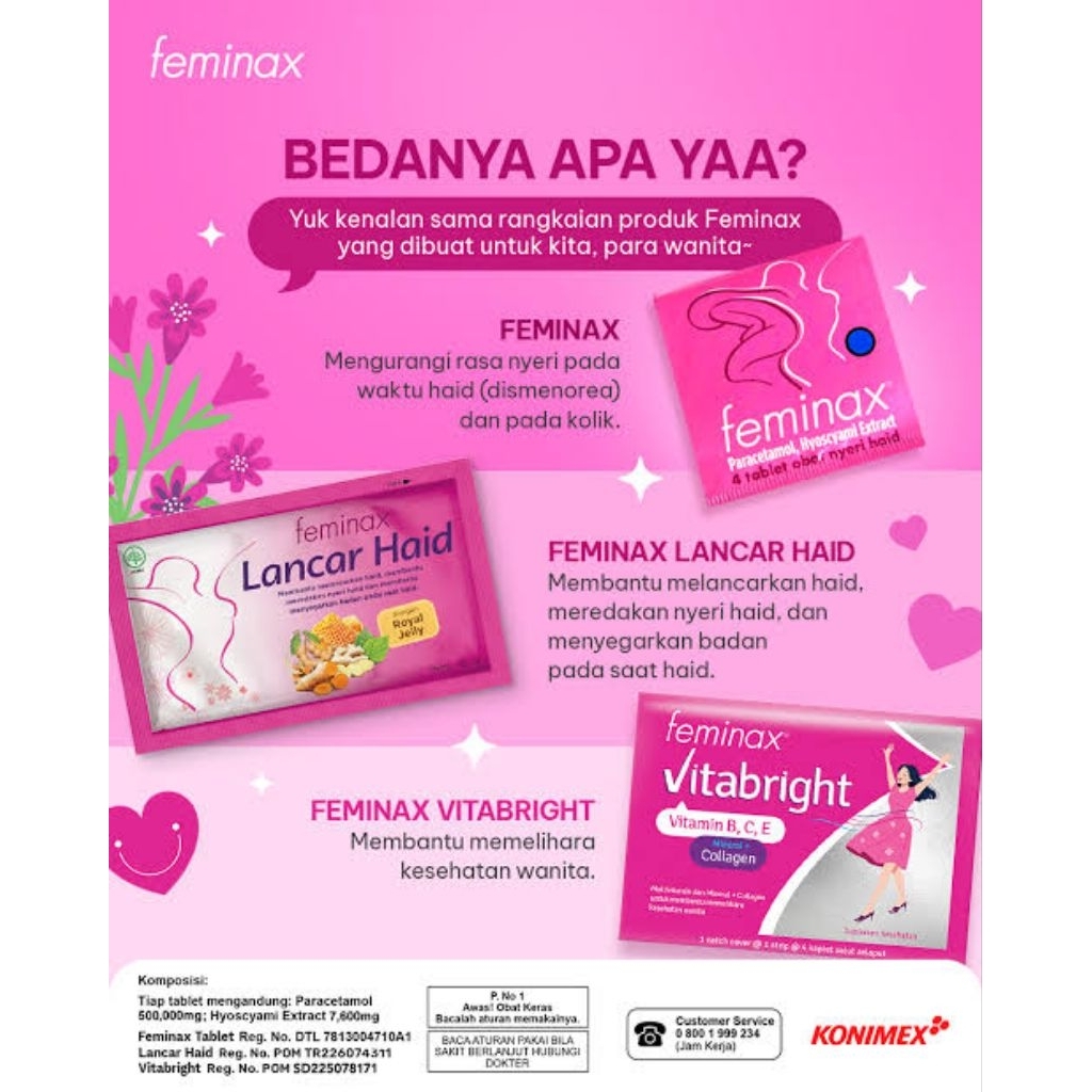 FEMINAX STRIP 4TAB - FEMINAX SACHET - FEMINAX VITABRIGHT - KURANGI NYERI HAID