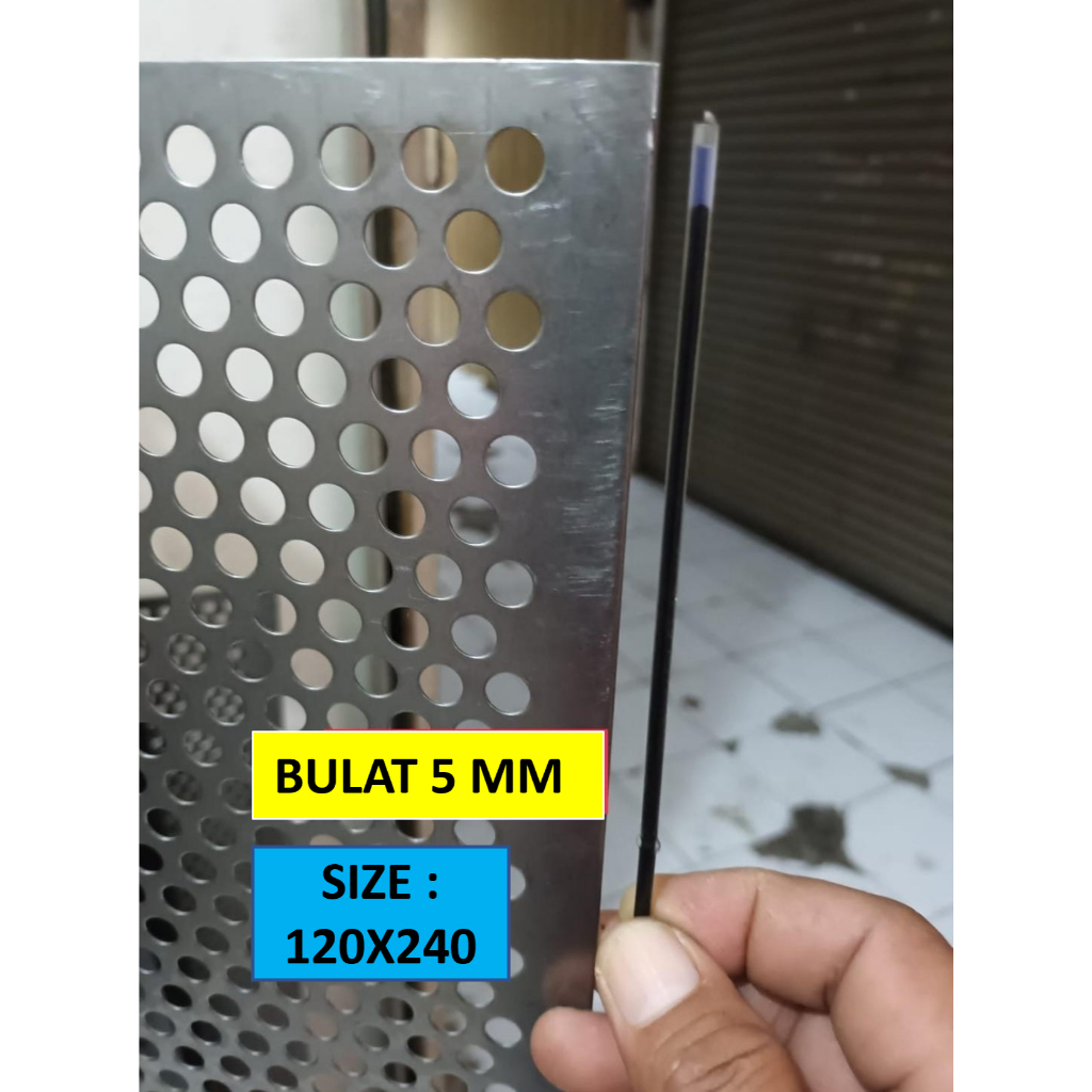 Lubang 5 mm - 120x240 cm - Plat Speaker Ram Besi Lobang Grill Speaker - Mesh Cover Grill Pelindung A