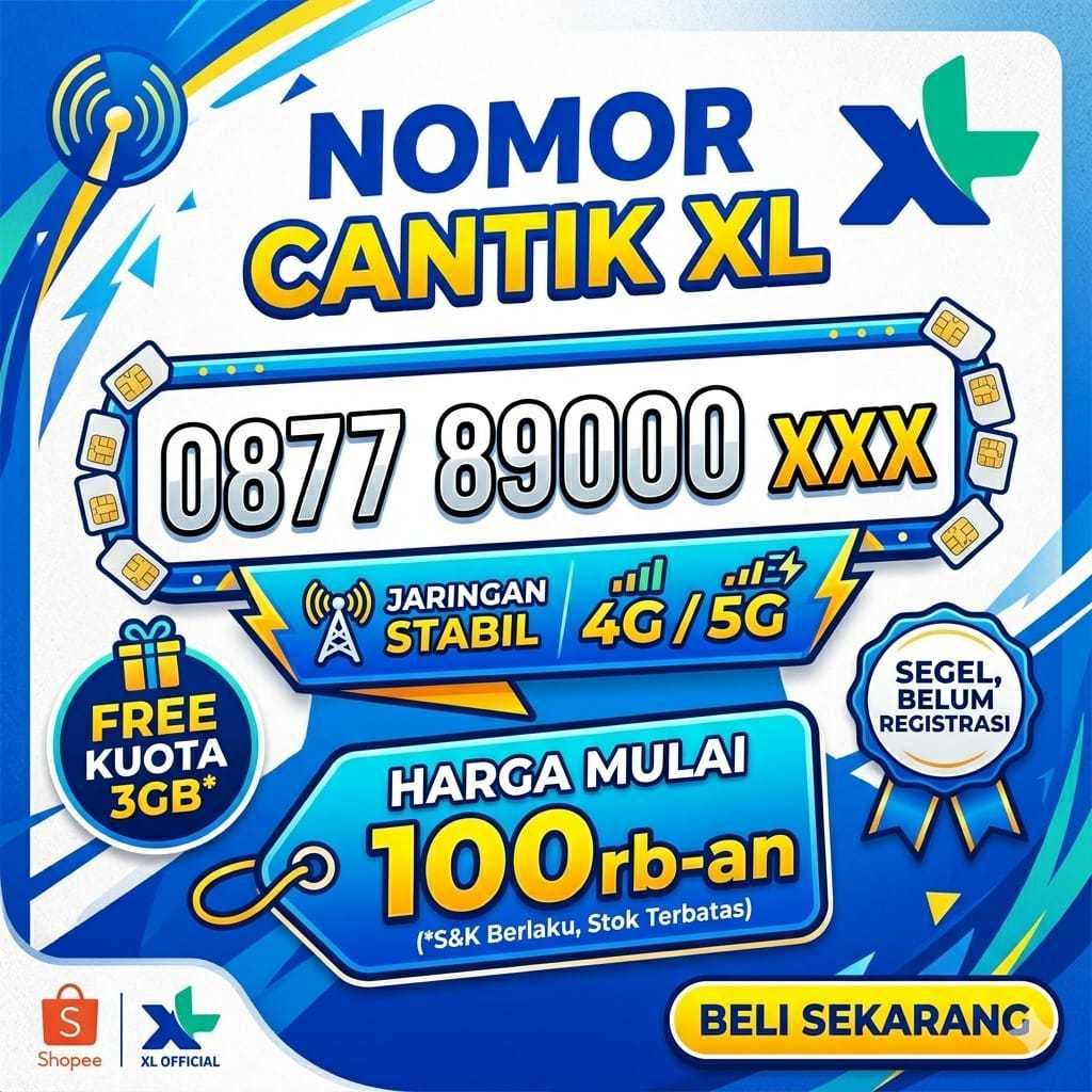 Kartu Perdana Nomor Cantik XL 5G/4G Free Kouta 3Gb ( 89000 )