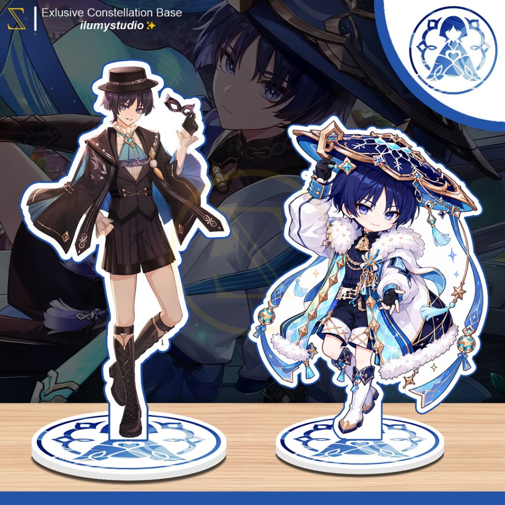 Genshin Impact WANDERER/SCARAMOUCHE Figure Standee akrilik - Exlusive Constellation Base ilumystudio