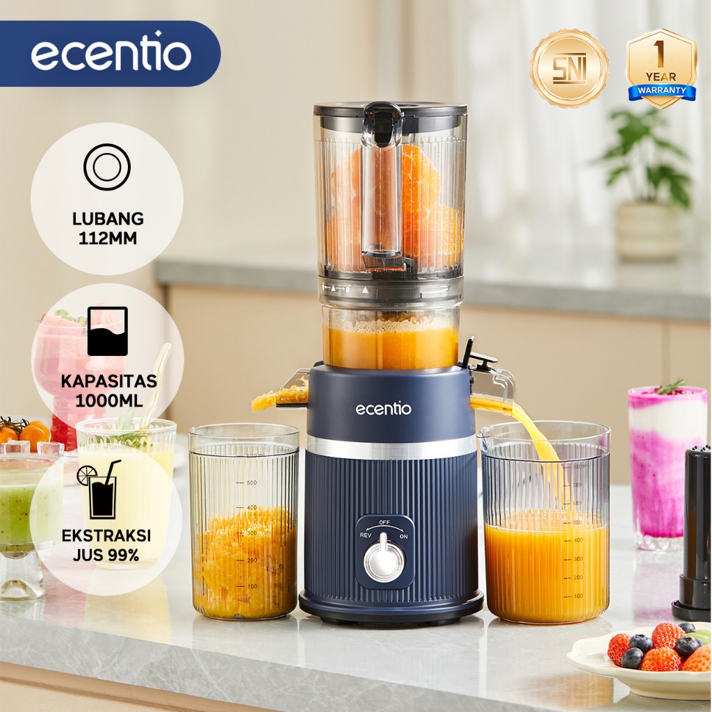 [Kapasitas besar 1000ml] ecentio Slow Juicer Blender jus Extra Big Mouth juice extractor Easy Filter