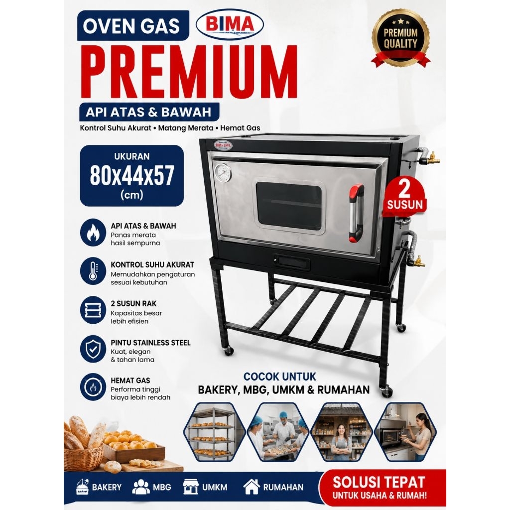 OVEN GAS BIMA JAYA TIPE 8044 PINTU STAINLESS