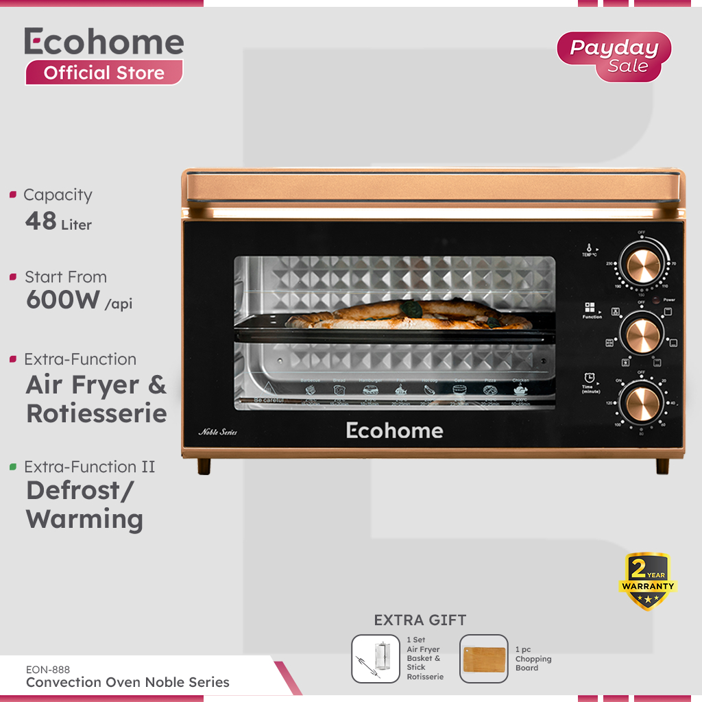 ECOHOME Oven Noble Series EON888 Big Capacity 48L with Air Fryer Rotisserie & Defrost Warm Function
