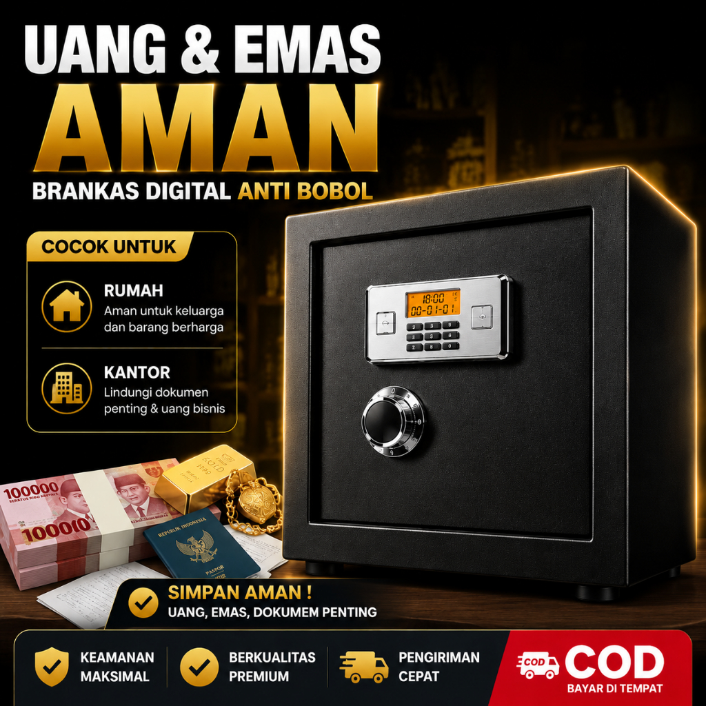 Brankas Digital Anti Bobol - Safety Box Uang Emas Rumah Kantor