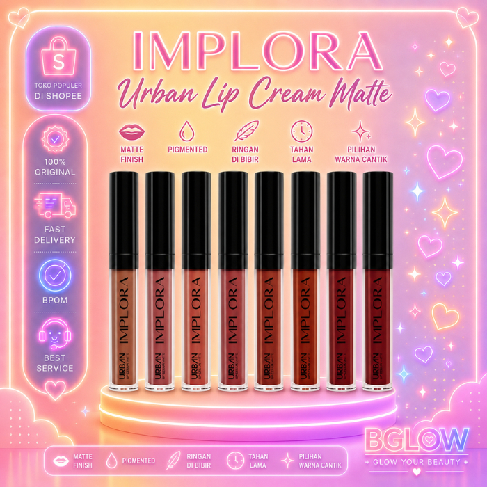 IMPLORA LIPCREAM LIP CREAM   Urban Lip Cream Matte | Lipstik |  ALLURE BABY ROSE BROWN SUGAR BUTTERS