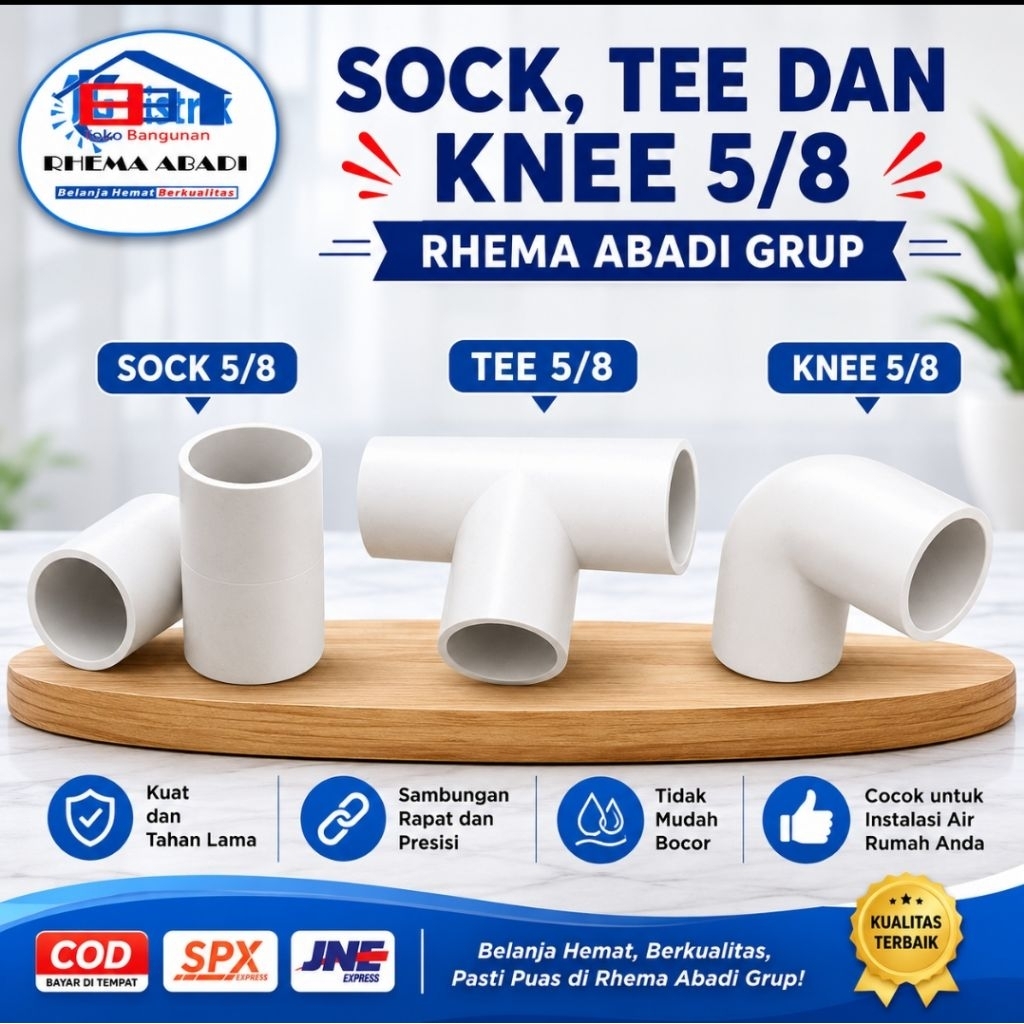 Sambungan Pipa Paralon Listrik 5/8" Inch Sock Knee Tee Putih