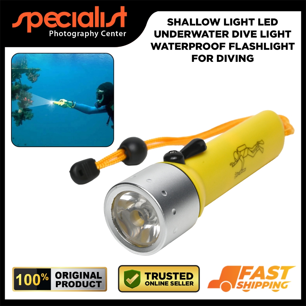 Senter Selam Shallow Light LED Underwater Dive Light Waterproof Flashlight untuk Diving Snorkeling