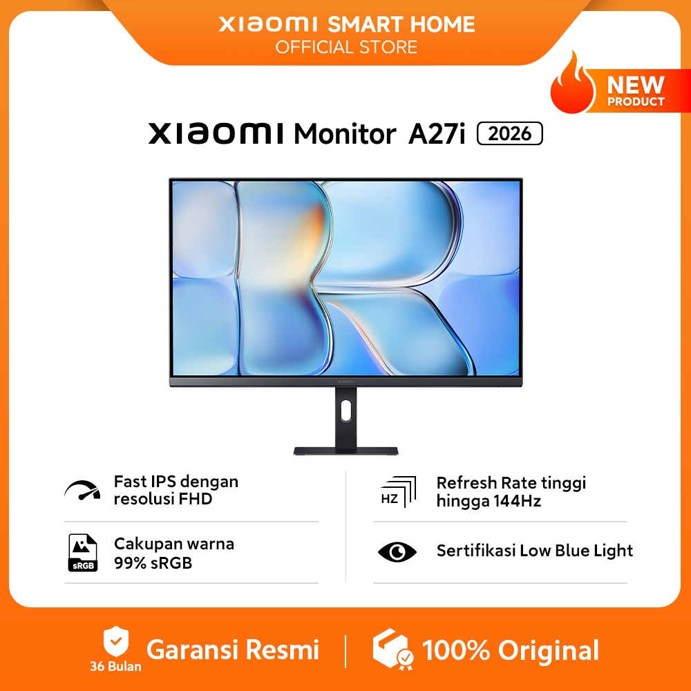 Xiaomi Monitor A27i 2026 | Fast IPS dengan Resolusi FHD  | Refresh Rate Tinggi hingga 144Hz | Cakupa