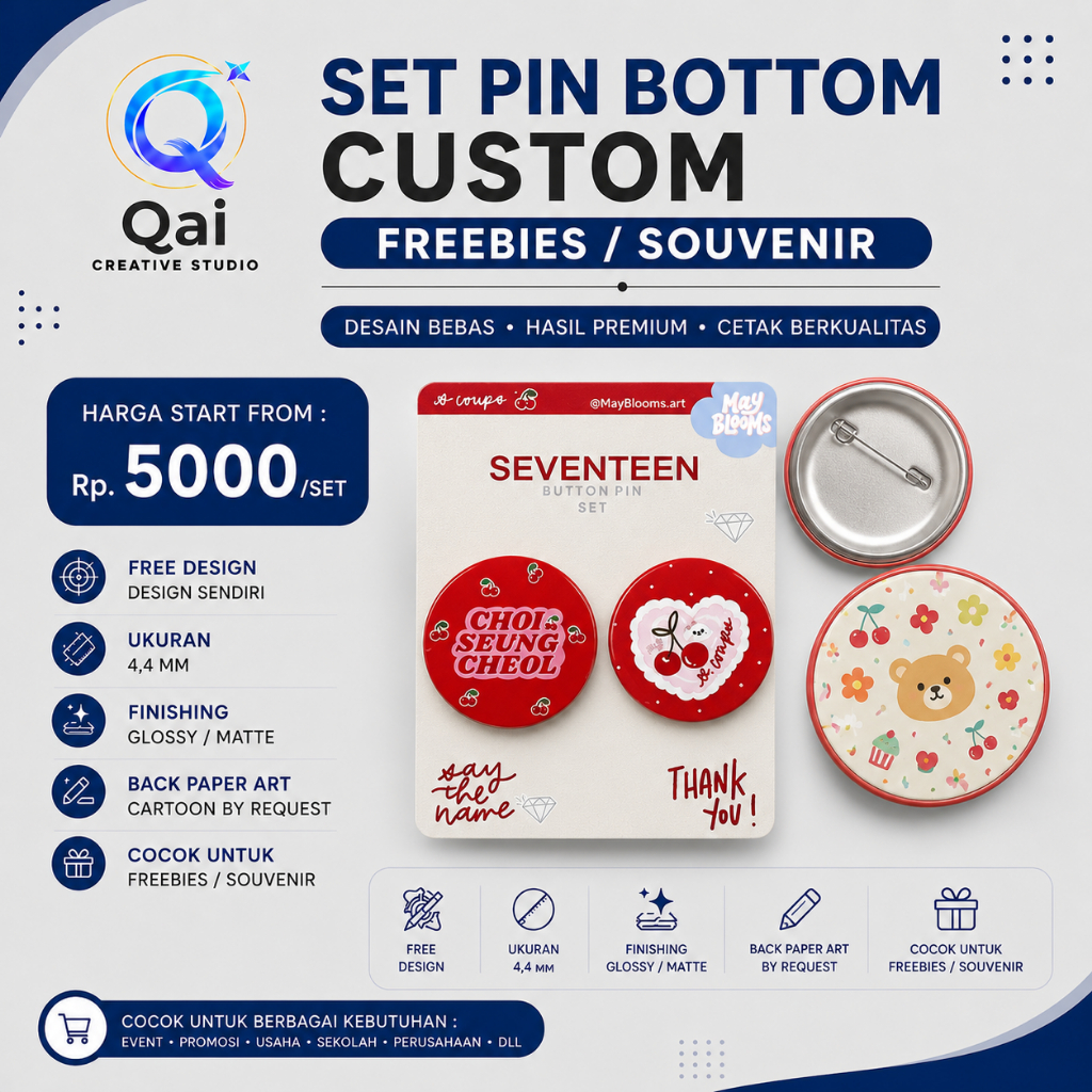 PIN BOTTOM CUSTOM | SET PIN CUSTOM | FREEBIEES KPOP | PIN CUSTOM SET | PIN 4,4CM | MINI PIN CUSTOM |
