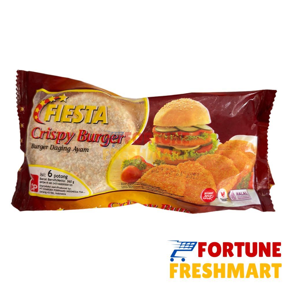 Fiesta Crispy Burger 360gr | Burger Daging Ayam 360 g gram | Chicken Burger isi 6 Potong Pcs | Juicy