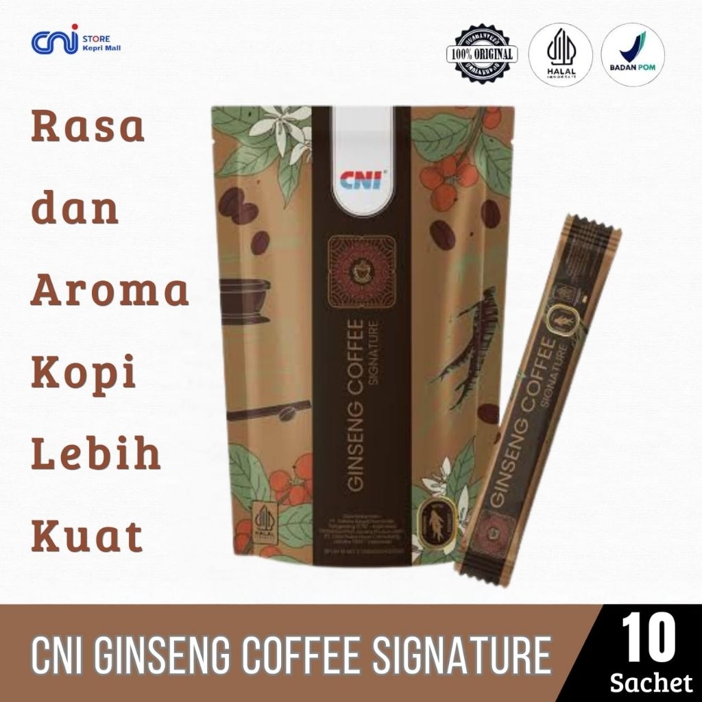 CNI GINSENG COFFEE SIGNATURE 10 SACHET  Kopi Ekstrak Ginseng,Rasa & Aroma Kopi Lebih Kuat