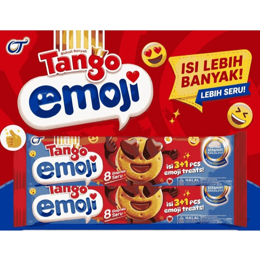 Tango Emoji Biskuit Sandwich Sachet 22gr / Tango Waffle Cheese Sachet 25gr