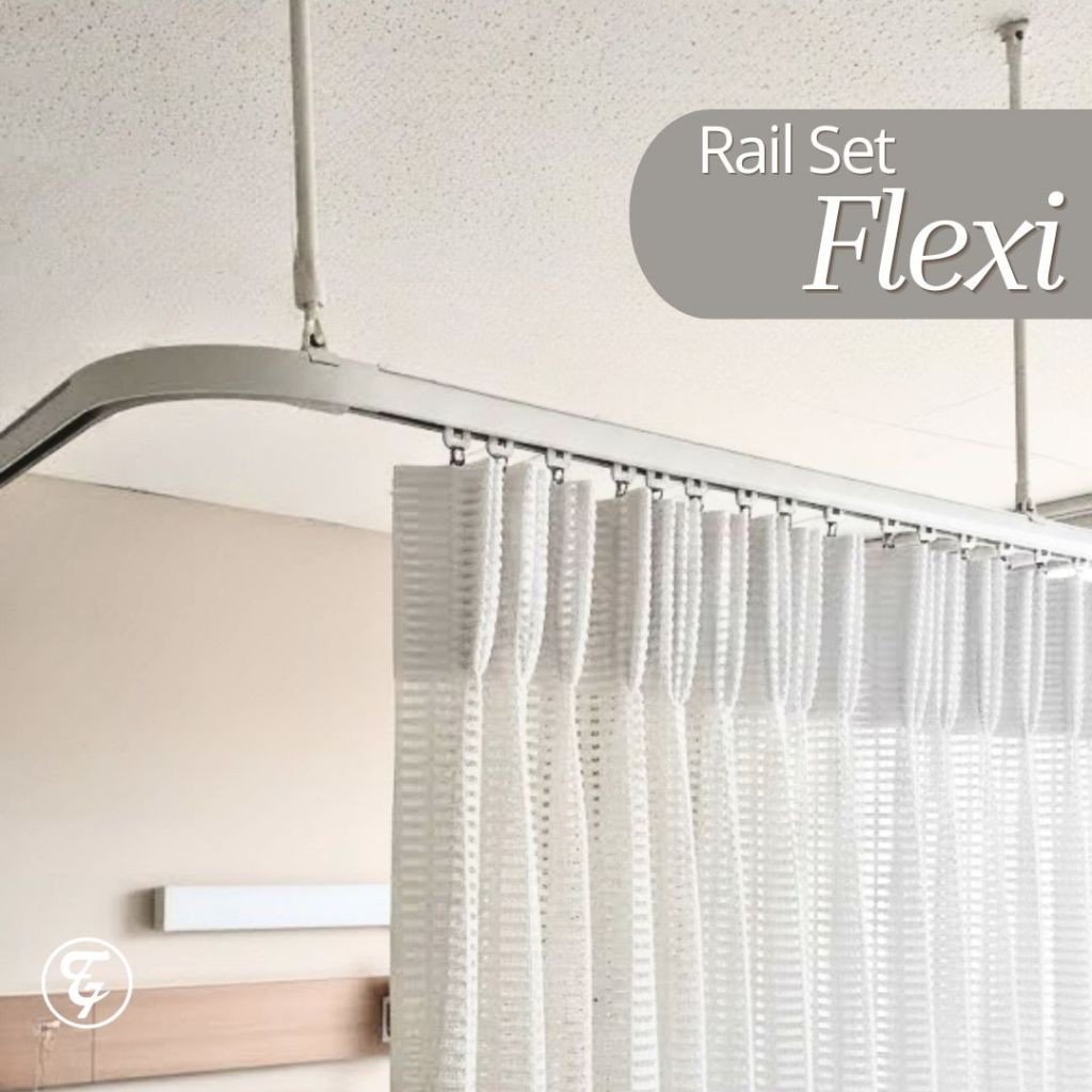 Tiang Gorden Rumah Sakit Rail Flexi Set Komplit Batang Lurus dan Lengkung