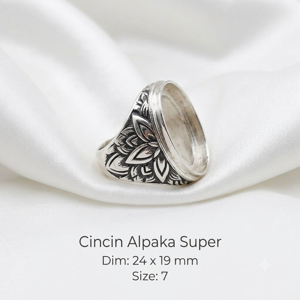 cincin emban batu akik batu permata alpaka super ukir Bali.13