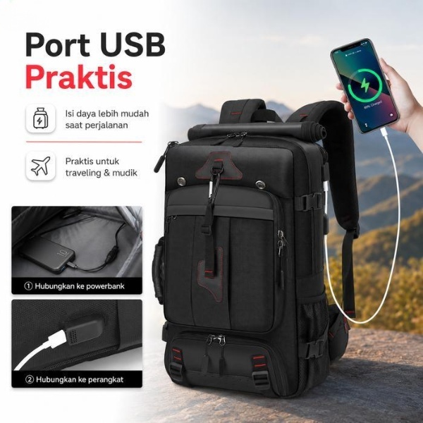 Eiger Adventure - Tas Ransel Travel 35L 60L 70L Kapasitas Besar Anti Air Backpack Outdoor Pria