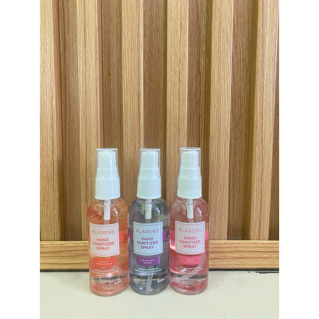 Klarens Hand Sanitizer Spray 60ml Sweet Honeydew Calming Musk Pink Rose Pembersih Tangan Antiseptik