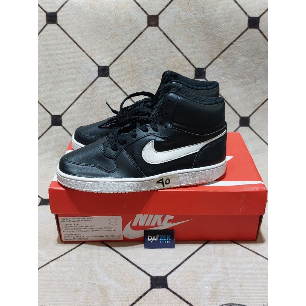 Sepatu Nike Ebernon Black Mid Men's Size 40 Shoes Original