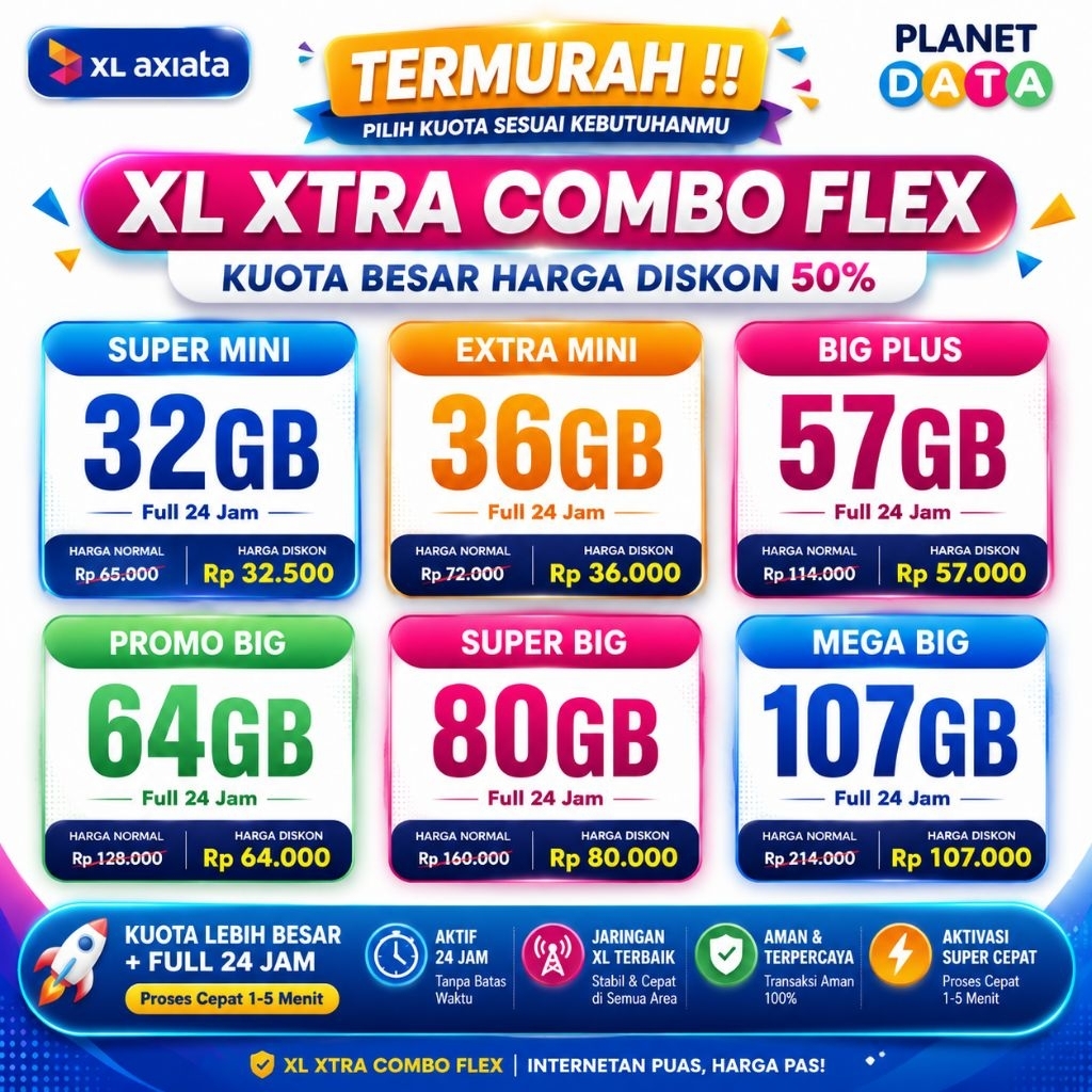 PAKET DATA XL XTRA COMBO FLEX MAX SUPER MURAH PROSES CEPAT