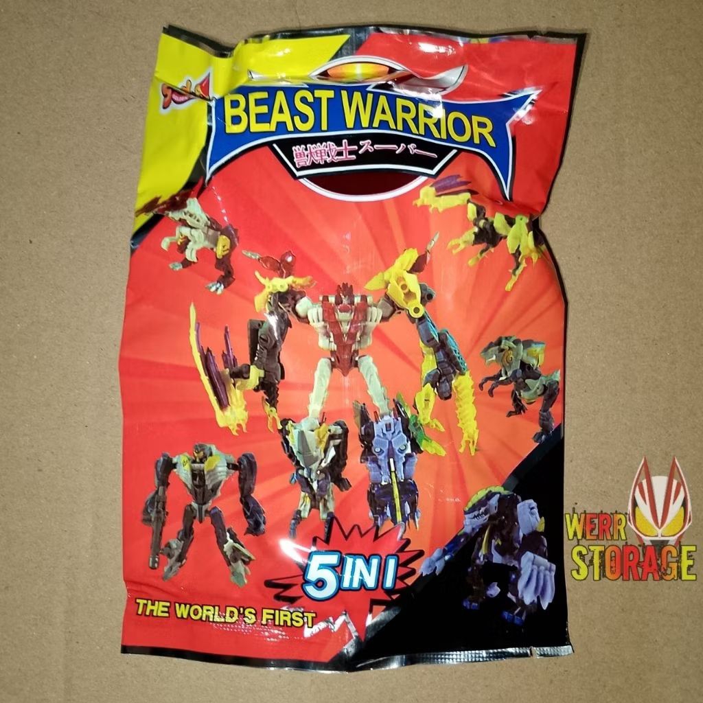 Figure mainan jadul robot megazord Beast warrior random model rakit