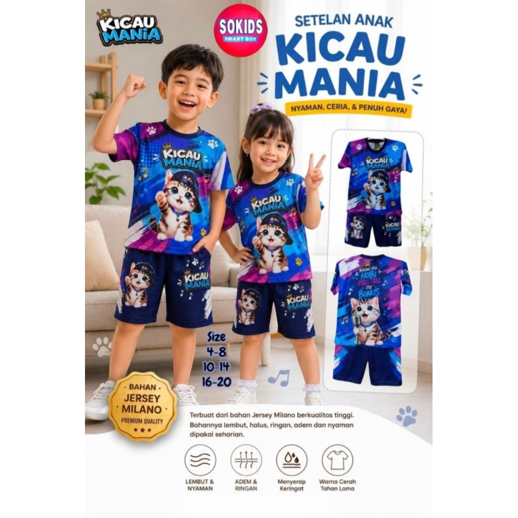 SOKIDS - Setelan Jersey Viral Kicau Mania Anak Usia 1-8Thn (SOK 0609.04A-06A/0608.01-03/0608.10B-12B