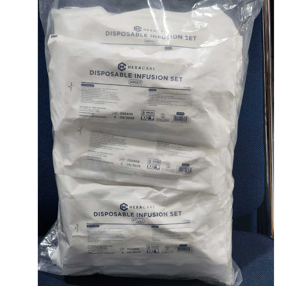 DISPOSABLE INFUSION SET ADULT TYPE Y HEXA CARE  PER PACK ISI 25 PCS / INFUS SET DEWASA TIPE Y / INFU