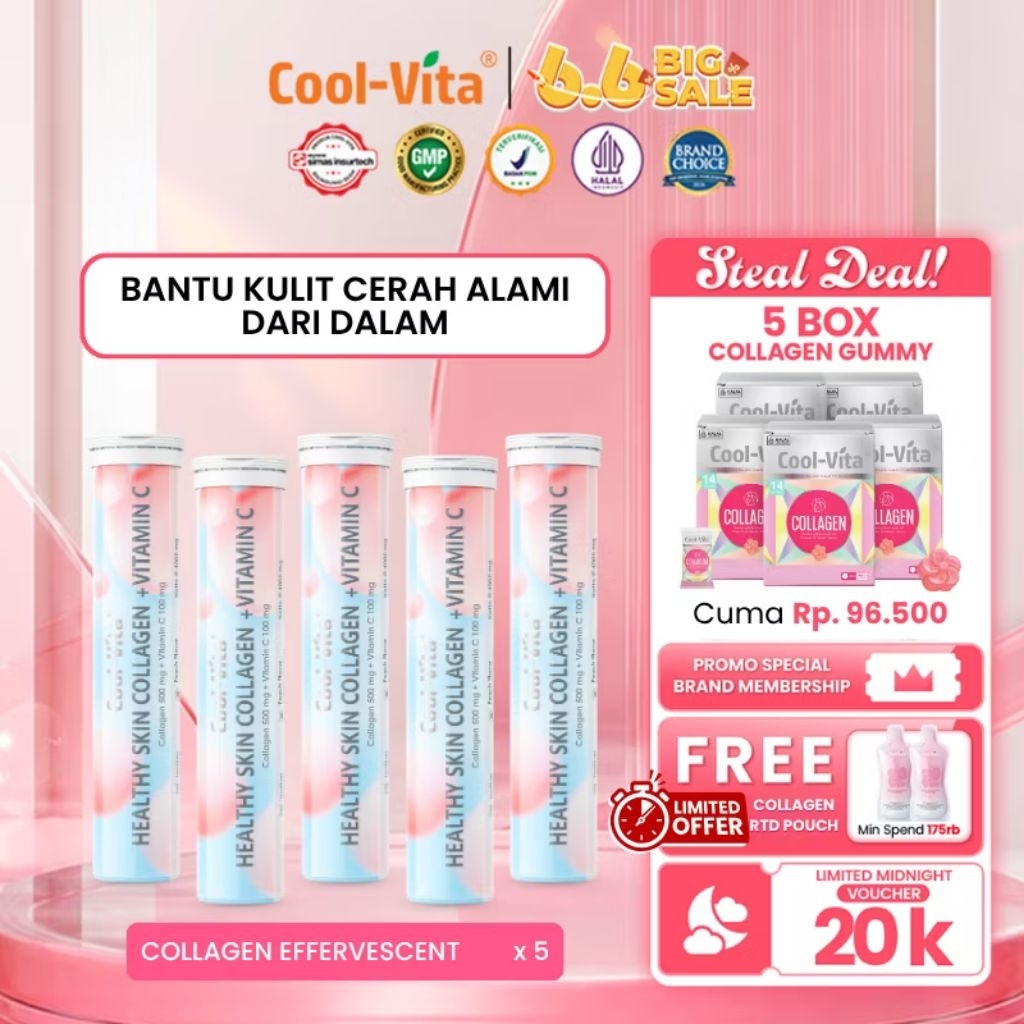 (100 tablet/5 tube)Coolvita tablet collagen coolvita collagen coolvita tube 1 tube isi 20 tablet