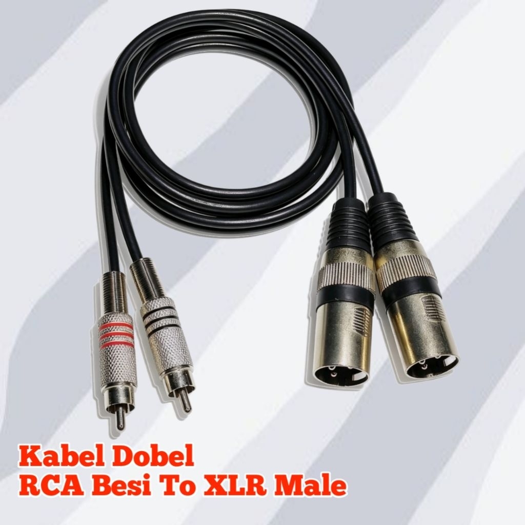 Kabel Input Dobel 2-2 Jek RCA Besi To Jek XLR Canon Male Panjang 1 Meter