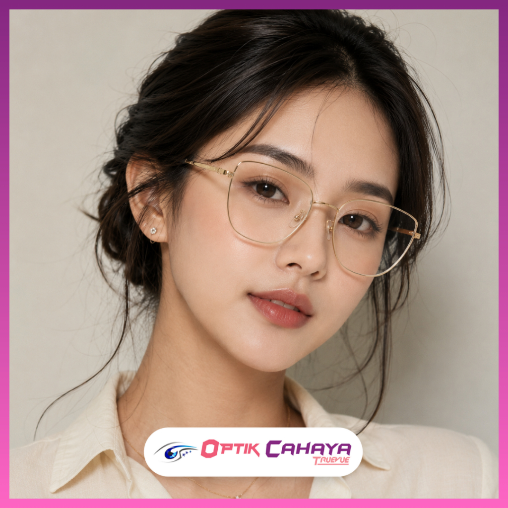 Kacamata Dewasa VOGUE – Frame Titanium Warna Gold Elegan
