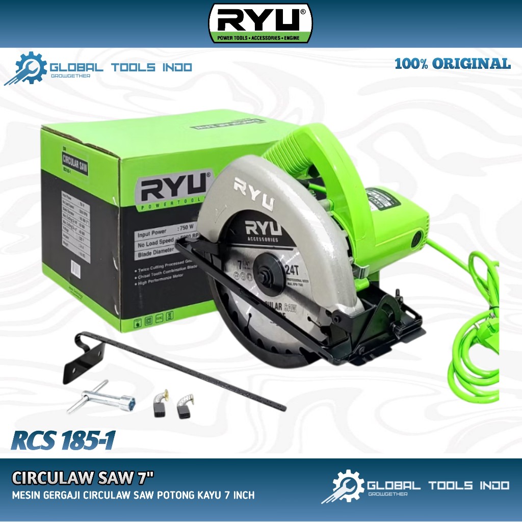 Mesin Gergaji Circular Saw Potong Kayu 7 Inch RCS 185-1 Mesin Circle Sirkel Serkel Super Tajam ORIGI